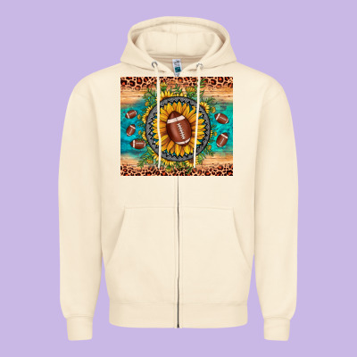 Football Leopard Turquoise Sunflower Zipper Hoodie Designed By Jahusdesignshop