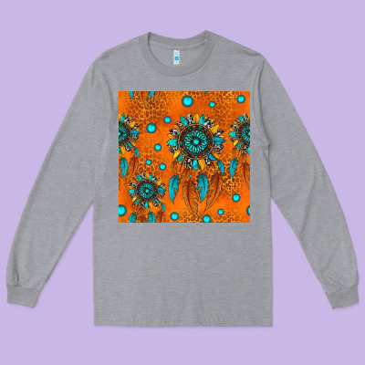 Western Dreamcatchers Seamless Pattern Long Sleeve Tee Designed By Hra Design Shop