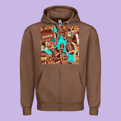 Football Leopard Cowhide Seamless Pattern Zipper Hoodie Designed By Jahusdesignshop