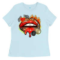 Baby Blue race lips Ladies Tee - AdoDesignShop