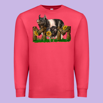 Western Mom With Hampshire Pig And Baby Pig Premium Sweatshirt Designed By Lillyallendesigns