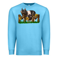 Ocean Blue Western Mom With Hampshire Pig And Baby Pig Premium Sweatshirt - LillyAllenDesigns