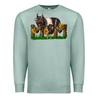 Seafoam Western Mom With Hampshire Pig And Baby Pig Premium Sweatshirt - LillyAllenDesigns