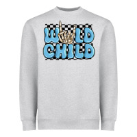 Heather Grey wild child blue skeleton Heavyweight Sweatshirt - MaliasSmallBusiness