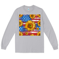 Moon Dust sunflowers american flag seamless pattern Long Sleeve Tee - HRA Design Shop
