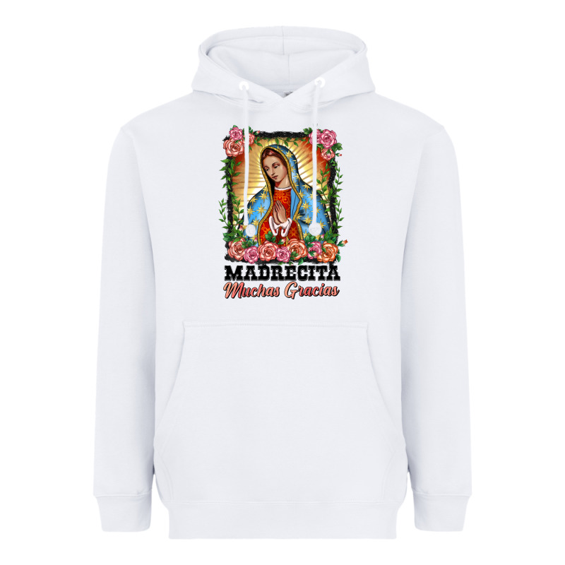 Madrecita Muchas Gracias Lady Of Guadalupe Heavyweight Hoodie by BarkalooDesign | Teevron