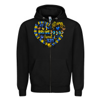Black down syndrome awareness heart Zipper Hoodie - Artiststas