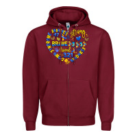 Burgundy down syndrome awareness heart Zipper Hoodie - Artiststas