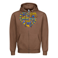 Chestnut down syndrome awareness heart Zipper Hoodie - Artiststas