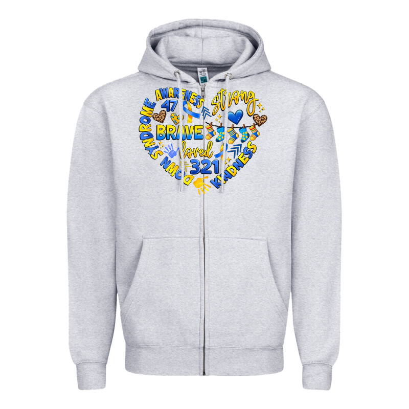 Down Syndrome Awareness Heart Zipper Hoodie by Artiststas | Teevron