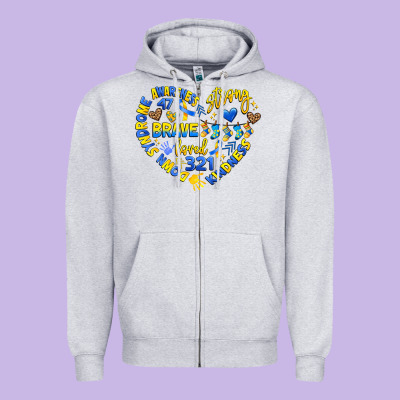 Down Syndrome Awareness Heart Zipper Hoodie Designed By Artiststas