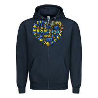 Navy down syndrome awareness heart Zipper Hoodie - Artiststas