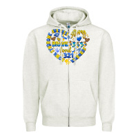 Oatmeal Heather down syndrome awareness heart Zipper Hoodie - Artiststas