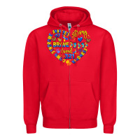Red down syndrome awareness heart Zipper Hoodie - Artiststas