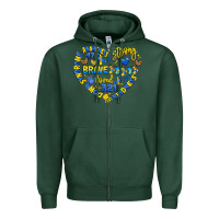 Sports Green down syndrome awareness heart Zipper Hoodie - Artiststas