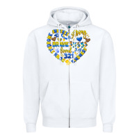 White down syndrome awareness heart Zipper Hoodie - Artiststas