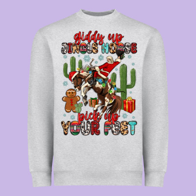 Heavyweight Sweatshirt giddy up jingle horse pick up your feet