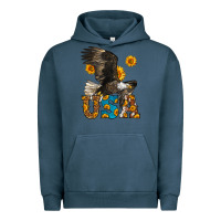 Pigment Midnight Navy Western Usa Eagle 4th of July Urban Hoodie - LillyAllenDesigns
