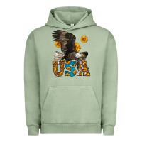 Pigment Oil Green Western Usa Eagle 4th of July Urban Hoodie - LillyAllenDesigns