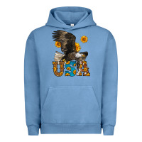 Pigment Pebble Blue Western Usa Eagle 4th of July Urban Hoodie - LillyAllenDesigns