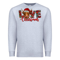 Heather Grey love christmas highland cow and turquoise gemstone Premium Sweatshirt - Jasminsmagicworld