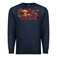 Navy love christmas highland cow and turquoise gemstone Premium Sweatshirt - Jasminsmagicworld