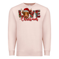Pale Pink love christmas highland cow and turquoise gemstone Premium Sweatshirt - Jasminsmagicworld