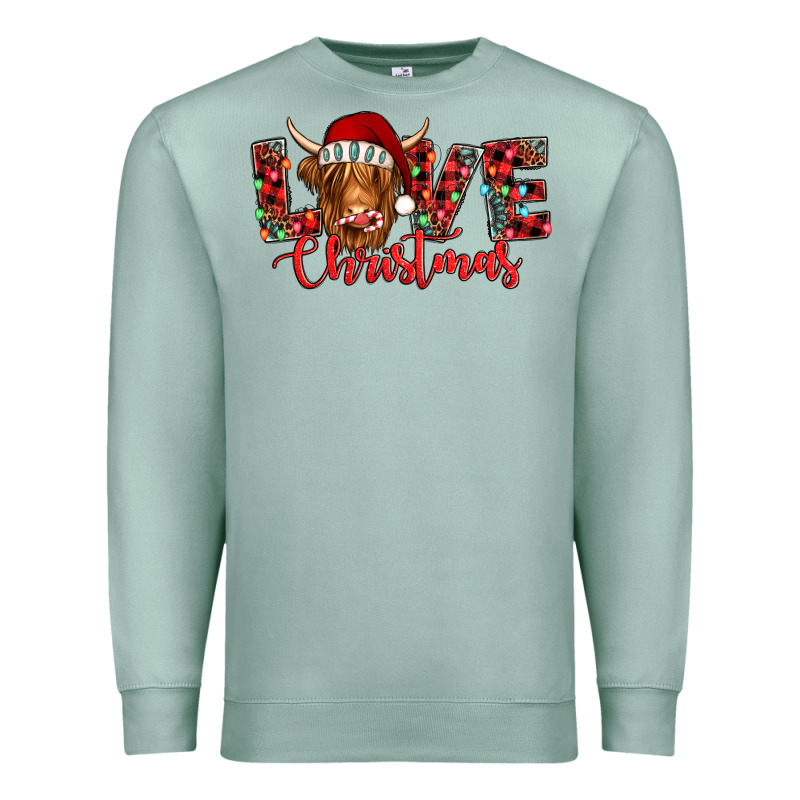 Love Christmas Highland Cow And Turquoise Gemstone Premium Sweatshirt by Jasminsmagicworld | Teevron