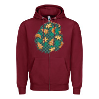 Burgundy christmas gingerbread cookies patch Zipper Hoodie - BundleAndBundleShop