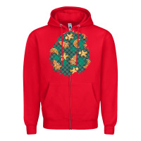 Red christmas gingerbread cookies patch Zipper Hoodie - BundleAndBundleShop