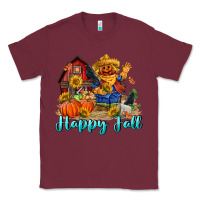 Burgundy happy fall scarecrow Classic Tee - FaDigitalArtStudio