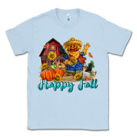 Dusty Blue happy fall scarecrow Classic Tee - FaDigitalArtStudio