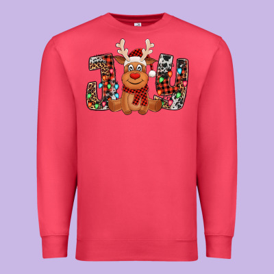 Joy Christmas Reindeer Premium Sweatshirt Designed By Jasminsmagicworld