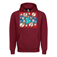 Burgundy baseball paisley and jean pattern Zipper Hoodie - JahusDesignShop