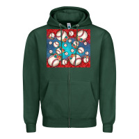 Baseball Paisley And Jean Pattern Zipper Hoodie | Teevron