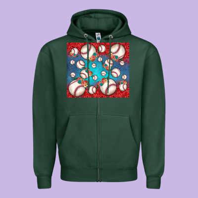 Baseball Paisley And Jean Pattern Zipper Hoodie Designed By Jahusdesignshop