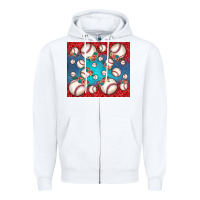 White baseball paisley and jean pattern Zipper Hoodie - JahusDesignShop