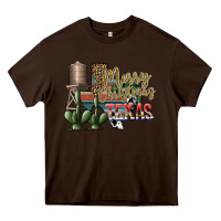 Chocolate Brown merry christmas texas Heavy Core Tee - SublimationCraftShop