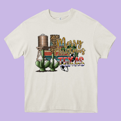 Merry Christmas Texas Heavy Core Tee Designed By Sublimationcraftshop