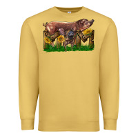 Antique Gold Western Mom With Duroc Pig And Baby Pig Premium Sweatshirt - LillyAllenDesigns