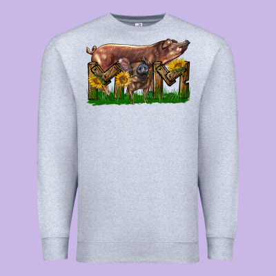 Western Mom With Duroc Pig And Baby Pig Premium Sweatshirt Designed By Lillyallendesigns