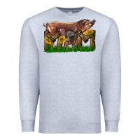 Heather Grey Western Mom With Duroc Pig And Baby Pig Premium Sweatshirt - LillyAllenDesigns