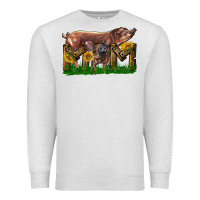 Oatmeal Heather Western Mom With Duroc Pig And Baby Pig Premium Sweatshirt - LillyAllenDesigns