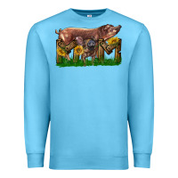 Ocean Blue Western Mom With Duroc Pig And Baby Pig Premium Sweatshirt - LillyAllenDesigns