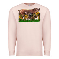 Pale Pink Western Mom With Duroc Pig And Baby Pig Premium Sweatshirt - LillyAllenDesigns