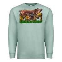 Seafoam Western Mom With Duroc Pig And Baby Pig Premium Sweatshirt - LillyAllenDesigns