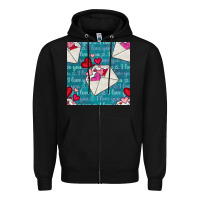 Black valentines day envelope with hearts Zipper Hoodie - BundleAndBundleShop