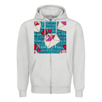 Dove Grey valentines day envelope with hearts Zipper Hoodie - BundleAndBundleShop