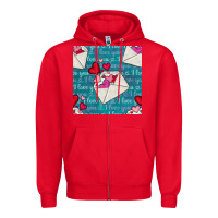 Red valentines day envelope with hearts Zipper Hoodie - BundleAndBundleShop