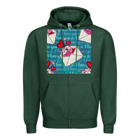 Sports Green valentines day envelope with hearts Zipper Hoodie - BundleAndBundleShop